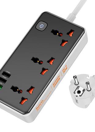 Удлинитель сетевой hoco storm 3-position socket ac8a 3usb/1type-c pd/qc 3a/30w black