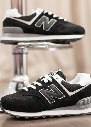 Кросівки Кроссовки new balance 574 зимние с мехом в черном цвете