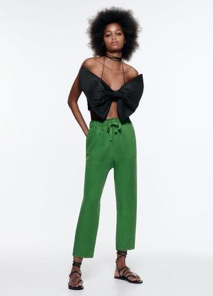 Брюки slouchy с леном zara 4043/0424 фото