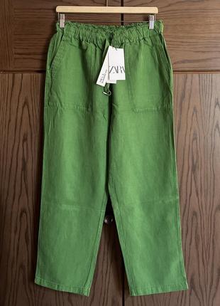 Брюки slouchy с леном zara 4043/0422 фото