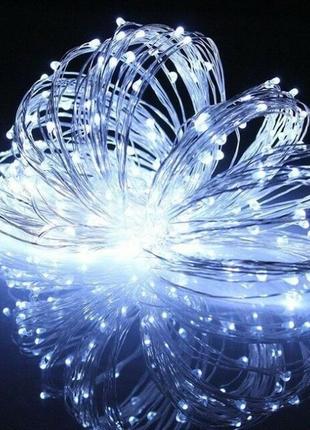 Гирлянда медная проволока (капля росы) xmas 30 led 3м от батареек/usb white