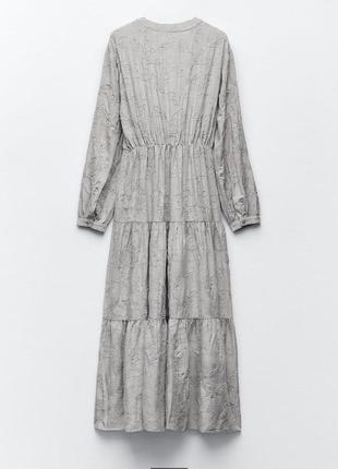 Серое платье миди с вышивкой zara - s, m, l5 фото