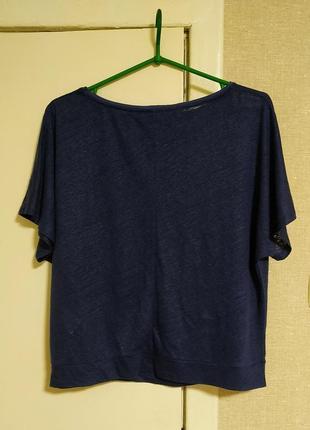 Лен и натуральный шелк/ новая! футболка/блуза фиолетово-синего цвета4 фото