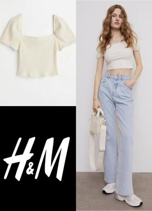 Укороченный топ кофточка из трикотажа в рубчик h&m этикетка