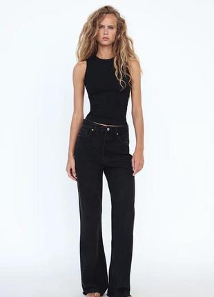 Плотные джмнсы черные высокая посадка zara new