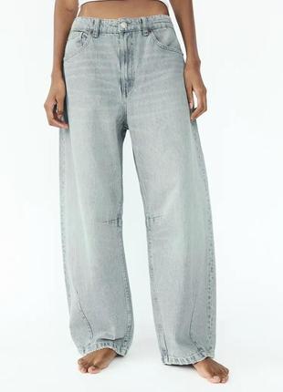 Джинсы женские светло-синие оверсайз zara new