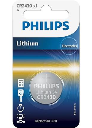Литиевая батарейка philips cr2430 lithium cr2430/00b 3в 3в