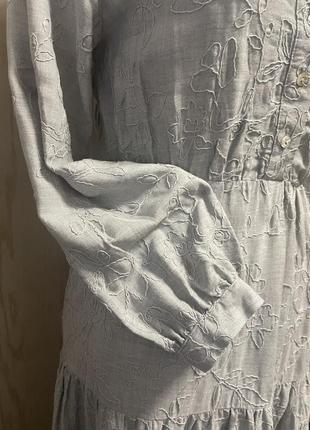 Серое платье миди с вышивкой zara - s, m, l8 фото