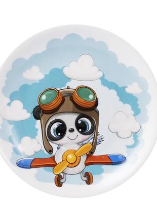 Набір порцелянового дитячого посуду ardesto panda pilot на 3 предмети (ar3451ps)5 фото