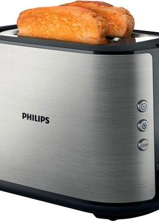 Компактный тостер philips viva collection с 8 настройками 950вт стальной/черный (hd2650/90)