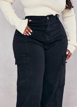 Трендові джинси висока посадка в стилі карго1 фото