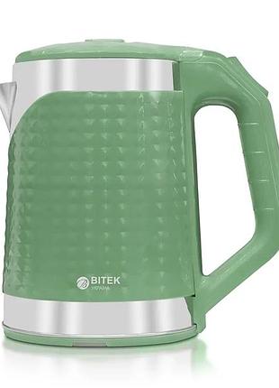 Электрический чайник bitek bt-3118 2.2l 2000вт зеленый
