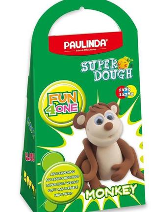 Масса для лепки paulinda super dough fun4one с подвижными глазами обезьянка (pl-1566)