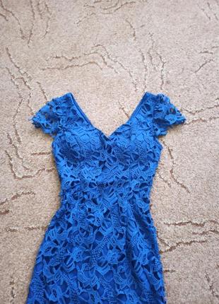 Шикарное вечернее платье электрик синее4 фото