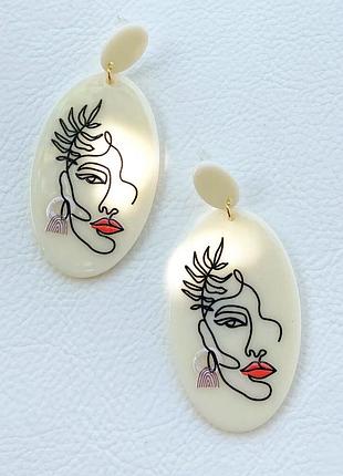 Серьги арт креативные рисунок