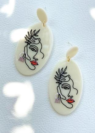 Серьги арт креативные рисунок