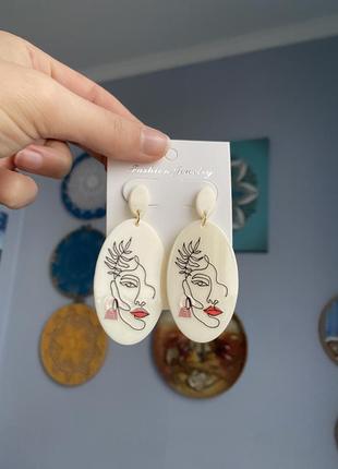 Серьги арт креативные рисунок