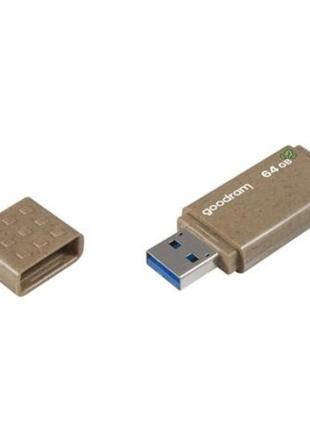 Флеш память usb goodram 64гб ume3 eco friendly usb 3.2 (ume3-0640efr11)