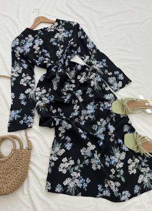 Атласная сукушка миди в красивый принт,h & m