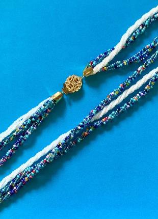 Многорядное винтажное витая бисерное ожерелье с застежкой-брошкой