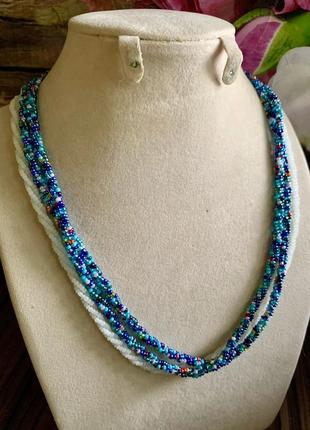 Многорядное винтажное витая бисерное ожерелье с застежкой-брошкой