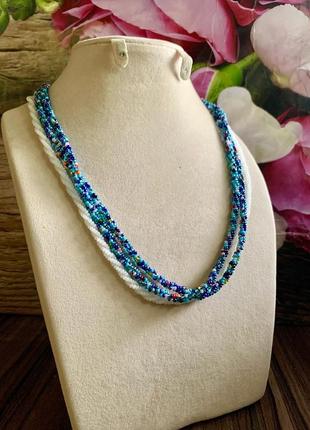 Многорядное винтажное витая бисерное ожерелье с застежкой-брошкой