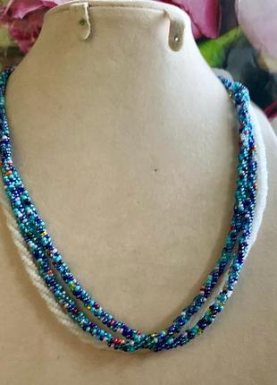 Многорядное винтажное витая бисерное ожерелье с застежкой-брошкой