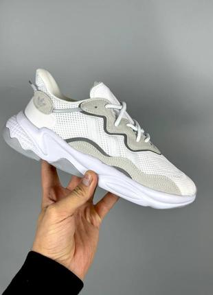 Мужские кроссовки серые с белым adidas blue ozweego white