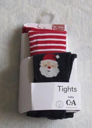 Колготки новорічні дитячі комплект 2 шт. роз. 56 - 62 від c&a нові