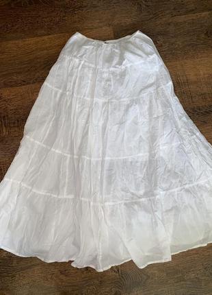 Белая многоярусная юбка-миди ярусная юбка длинная юбка zara ярусная юбка хлопковая юбка белая длинная юбка2 фото