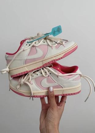 Nike sb dunk x off white "pink cream laces" premium2 фото