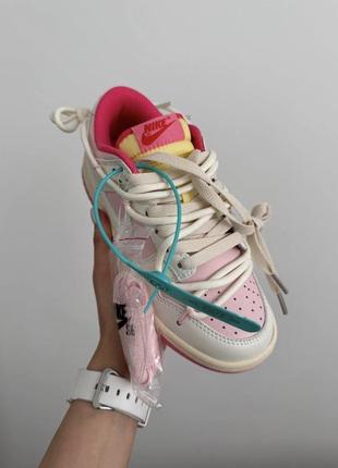 Nike sb dunk x off white "pink cream laces" premium3 фото