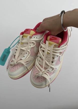 Nike sb dunk x off white "pink cream laces" premium4 фото