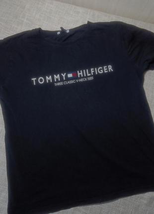 Темно-синяя футболка мужская Tommy hilfiger. мужская футболка xxl