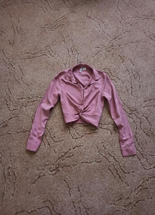 Рубашка розовая, блузка короткая1 фото