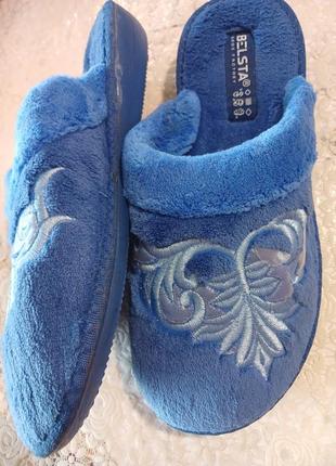 Тапочки женские комнатные махровые  белста, синие, размеры 37- 40.