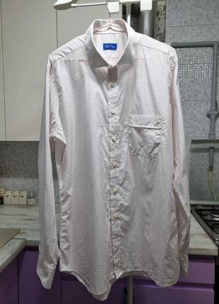 Брендовая топовая базовая хлопковая белая рубашка в клетку royal classic xl9 фото