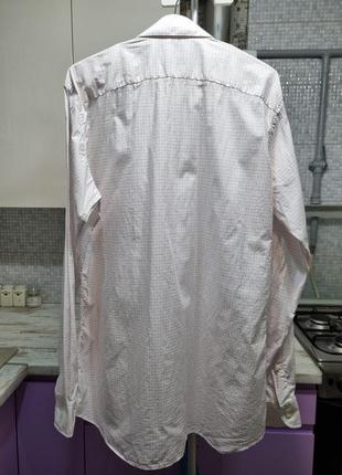 Брендовая топовая базовая хлопковая белая рубашка в клетку royal classic xl10 фото