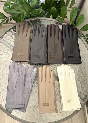 Женские перчатки из экокожи теплые