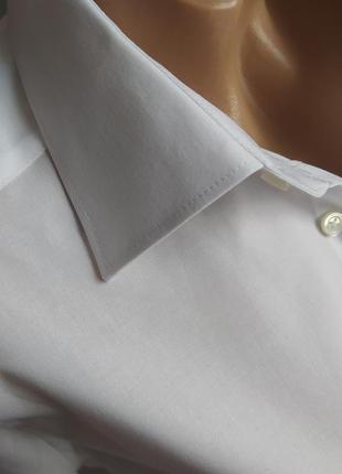 Белая хлопковая прямая оверсайз-рубашка с мужского плеча4 фото