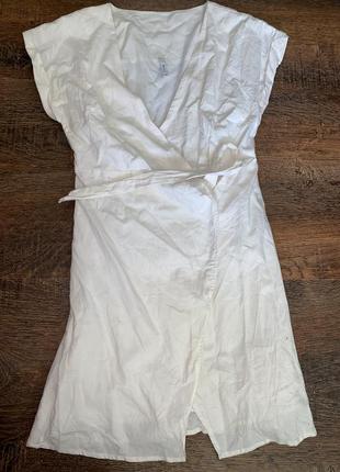 Молочна лляна сукня на запах плаття з льону pepe jeans льняное платье экрю платье на запах2 фото