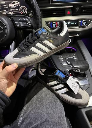 Кроссовки adidas samba black grey gum2 фото