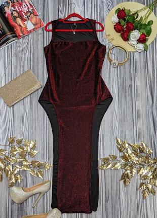 Соблазнительное вечернее платье с красным люрексом shein #3524