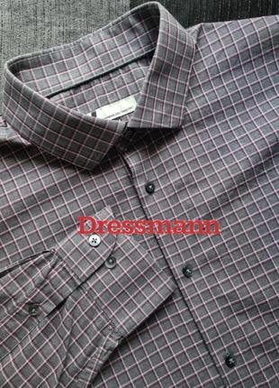 Брендова картата топова базова бавовняна сіра рожева сорочка в клітинку shirt xl dressmann2 фото