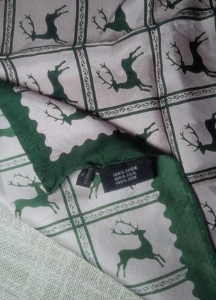 Шелковый платок. платок шелковый с оленями. шейный платок с оленями2 фото