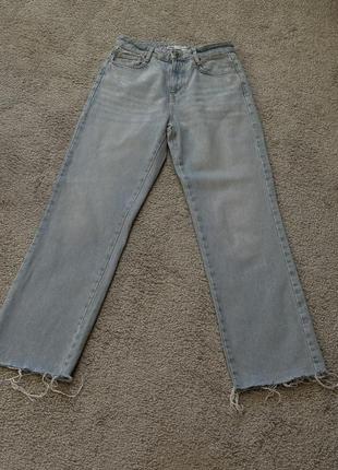 Прямые светлые джинсы zara, джинсы трубы, прямые, клеш7 фото