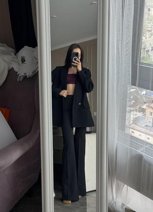 Черный костюм пиджак и брюки zara2 фото