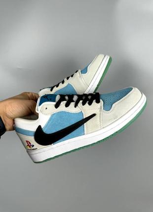Чоловічі кросівки блакитні з бежевим nike air jordan7 фото
