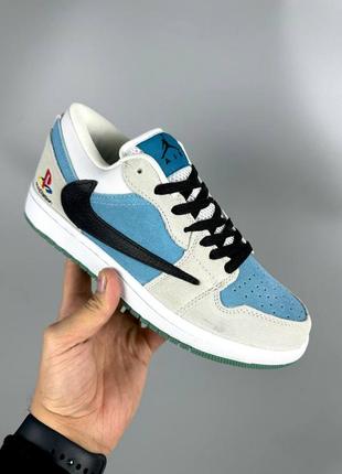 Мужские кроссовки голубые с бежевым nike air jordan3 фото