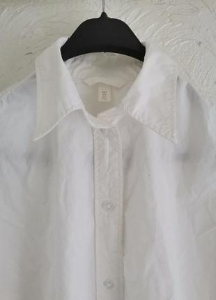 Батальная хлопковая белая оверсайз рубашка туника5 фото